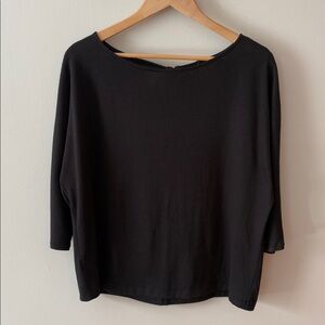 Loft Tie Back 3/4 Dolman Sleeve Top Black Size Medium